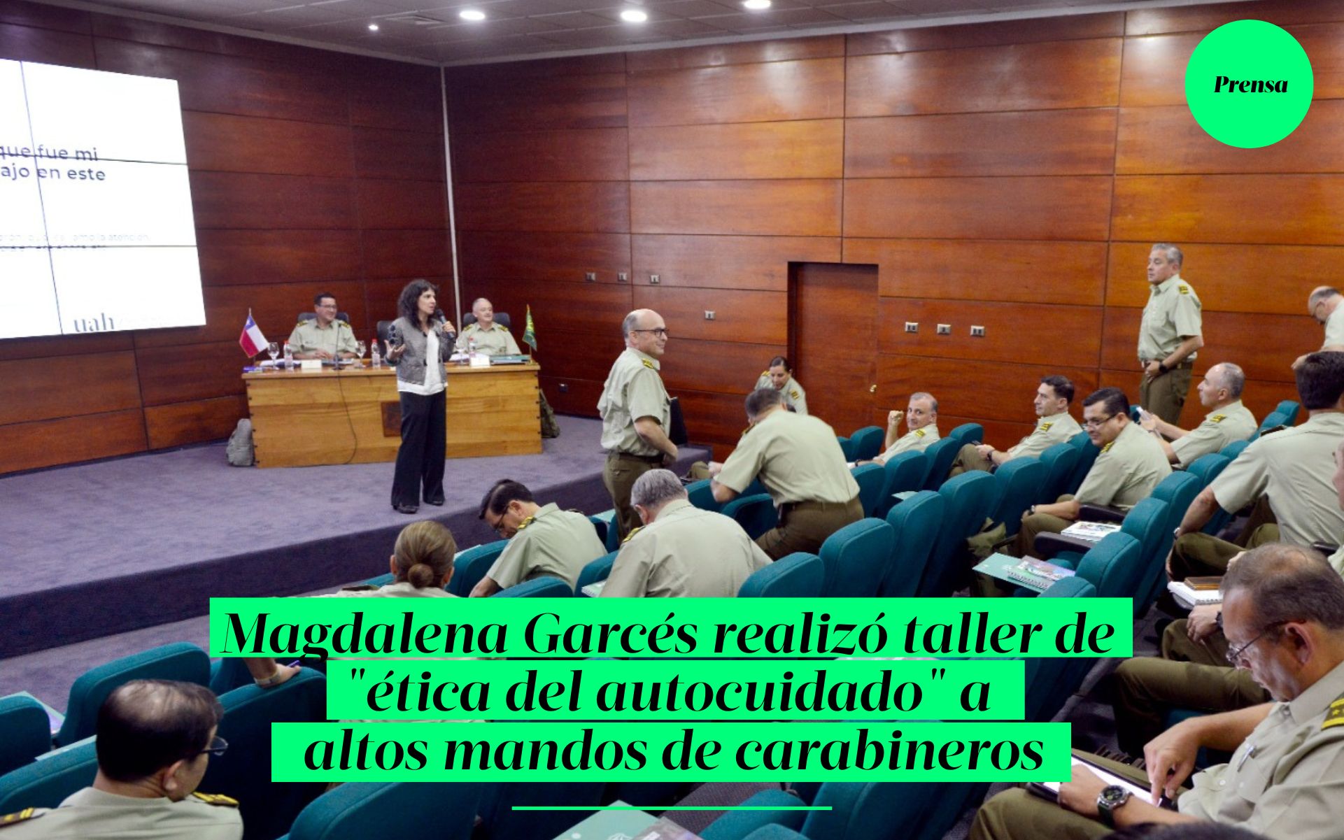 Magdalena Garcés realizó taller de “ética del autocuidado” a altos mandos de carabineros