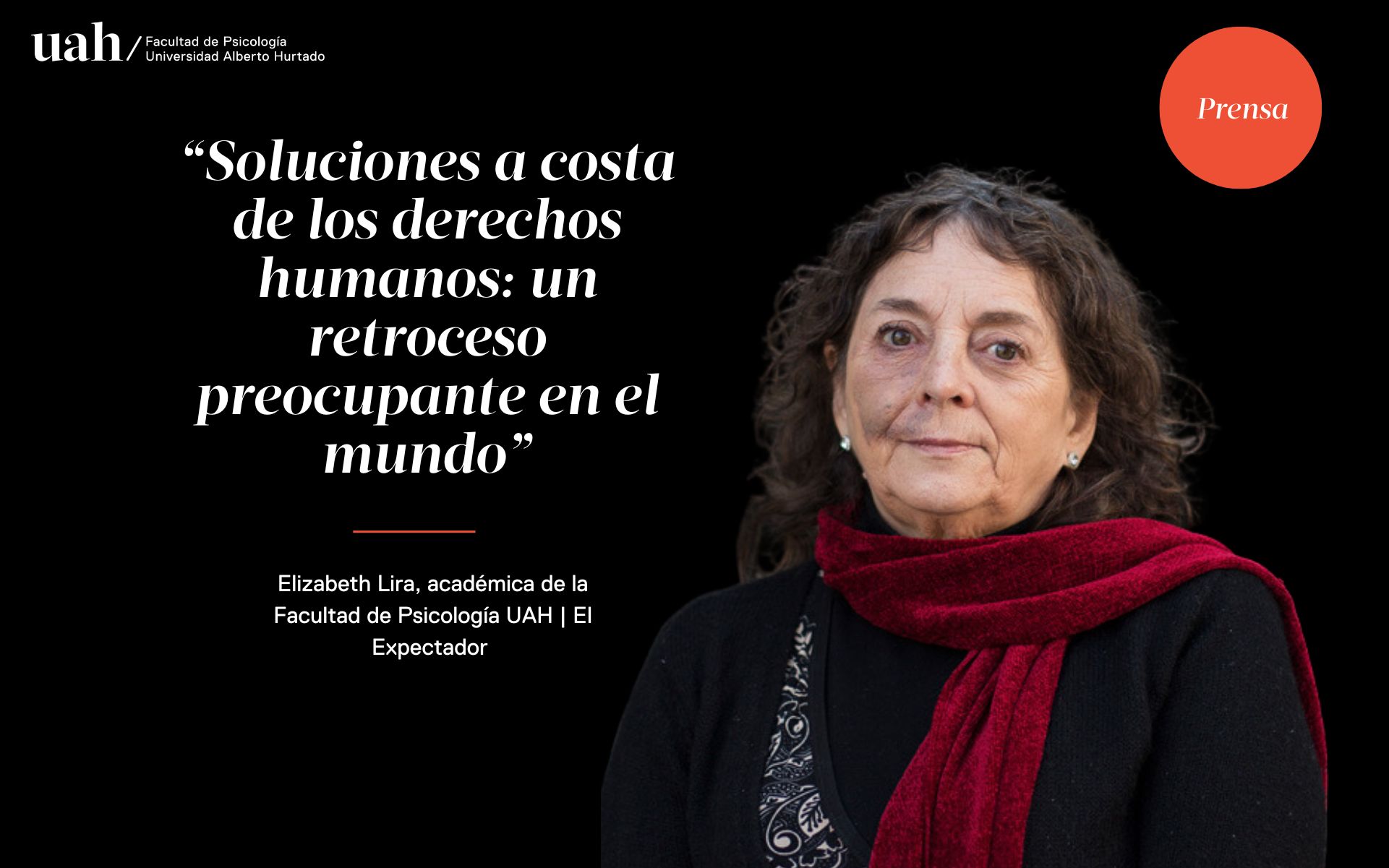 Elizabeth Lira concede entrevista a medio colombiano “El espectador” sobre Derechos Humanos